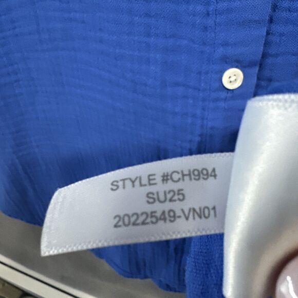 J. Crew Gauze Button Down Beach Tunic Womens Size XL Blue Resort Swim Cover Up - Picture 7 of 7